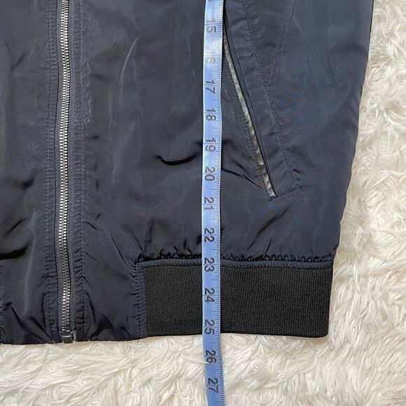Zara Man Jacket Size M Bomber Coat Navy Blue Lined Full Zip Flight Moto Grunge - Picture 6 of 10